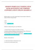 AWHONN PERINATAL NURSING ITEM  BANK QUESTIONS AND VERIFIED  ANSWERS LATEST UPDATE GRADED A&plus;