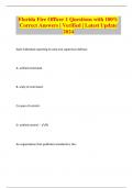 Florida Fire Officer 1 Questions with 100&percnt; Correct Answers &vert; Verified &vert; Latest Update 2024