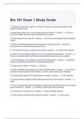 Bio 101 Exam 1 Study Guide latest updated
