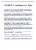 MCCC &lpar;RC&rpar; Entrance Exam Study Guide Questions and Answers 2024
