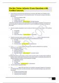 Florida Claims Adjuster Exam Questions with Verified Answers&period;&period;