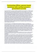 Contracting Officer warrant board questions with verified answers &vert; guaranteed success