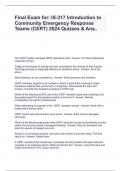Final Exam for&colon; IS-317 Introduction to Community Emergency Response Teams &lpar;CERT&rpar; 2024 Quizzes & Ans&period;&period;