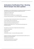 Ambulatory Certification Prep - Nursing World Sample Test Questions with complete solution 2024