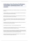 Ambulatory Care Nursing Certification review Question and answers correctly solved 2024