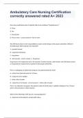 Ambulatory Care Nursing Certification Question and answers rated A&plus; 2024