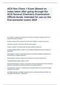 ACS Gen Chem 1 Exam (Based on notes taken after going through the ACS General Chemistry Examination Official Guide. Intended for use on the first-semester exam) 2024