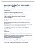 Ambulance Driver Test CA  Question and answers 100&percnt; correct 2024