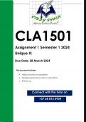 CLA1501 Assignment 1 (QUALITY ANSWERS) Semester 1 2024.