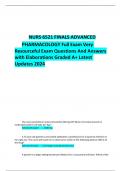 NURS 6521 FINALS ADVANCED PHARMACOLOGY Full Exam Very  Resourceful Exam Questions And Answers with Elaborations Graded A+ Latest  Updates 2024