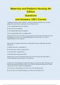 Maternity and Pediatric Nursing 4th  Edition Questions and Answers 100% Correct