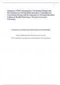 Summary C920 Contemporary Curriculum Design and  Development in Nursing Education&period;docx Contemporary  Curriculum Design and Development in Nursing Education  College of Health Professions&comma; Western Governors  Universit