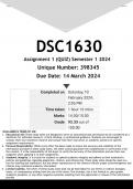 DSC1630 Assignment 1 &lpar;100&percnt; ANSWERS&rpar; Semester 1 2024 &lpar;398345&rpar; - DISTINCTION GUARANTEED