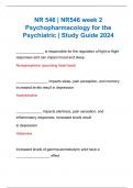 NR 546 | NR546 week 2 Psychopharmacology for the Psychiatric | Study Guide 2024 