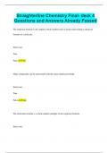 Straighterline Chemistry Bundled Exams Questions and Answers Already Passed