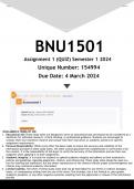 BNU1501 Assignment 1 (100%) ANSWERS) Semester 1 2024 (154994) - DISTINCTION GUARANTEED.
