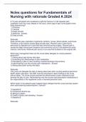 Nclex questions for Fundamentals of Nursing with rationale Graded A 2024 