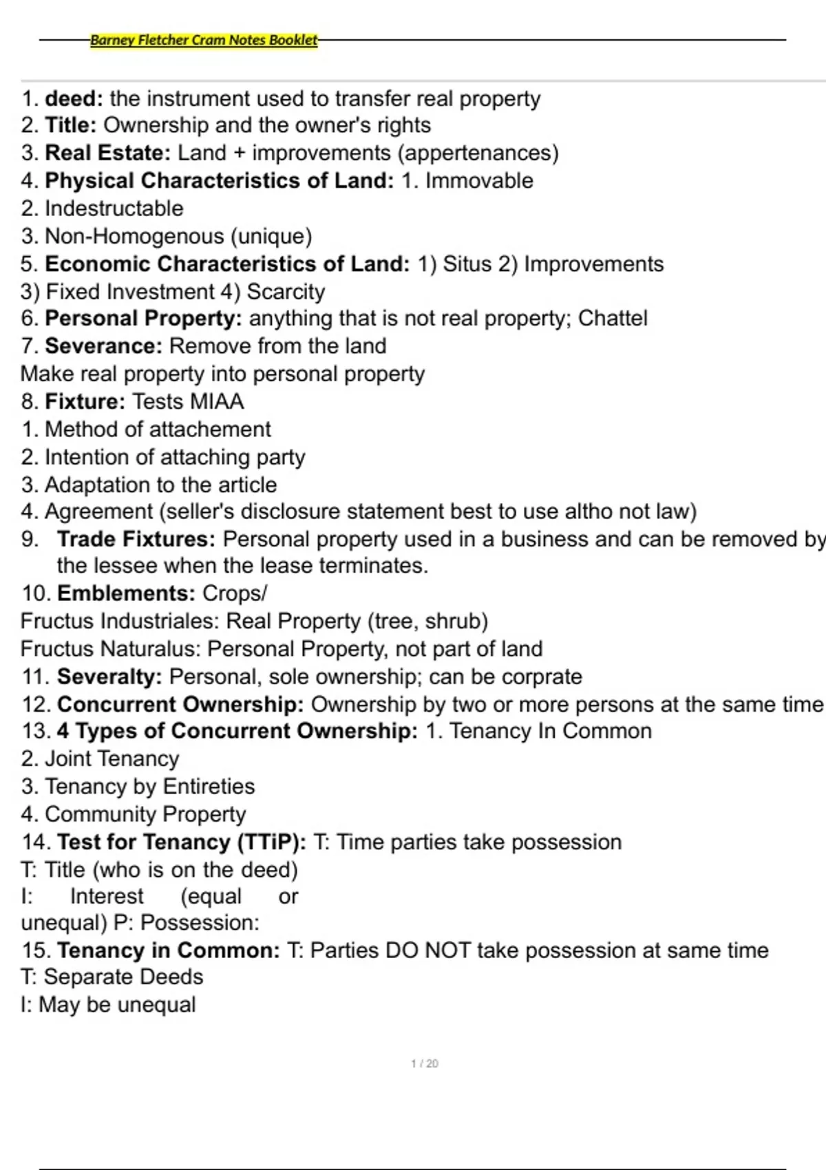 Barney Fletcher Cram Notes Booklet Exam With 100 Correct Answers