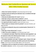 Medication Aide Certified Review Questions and Answers 2023 / 2024 Verified Answers| 100% Correct