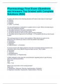 Pharmacology Final Exam &lpar;Questions and Answers Top Graded with Complete Solutions 2024&rpar; 