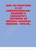 Nur 107 Chapters 21-27 Cardiovascular Brunner & Suddarth's Textbook of Medical-Surgical Nursing, 1 