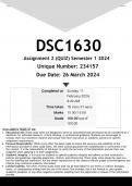 DSC1630 Assignment 2 (100% ANSWERS) Semester 1 2024 - DISTINCTION GUARANTEED