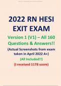 2022 RN HESI EXIT EXAM Version 1 &lpar;V1&rpar; &ndash; All 160 Questions & Answers&excl;&excl; &lpar;Actual Screenshots from exam taken in April 2022 A&plus;&rpar;