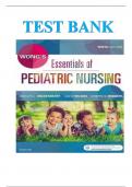 Test bank wongs essentials of pediatric nursing 10th edition hockenberry / Latest update 2024 / Rated A+