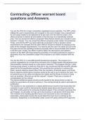 Contracting Officer warrant board questions and Answers