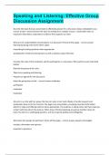Speaking and Listening Effective Group Discussion Assignment Question and answers latest update 