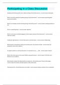 Participating in a Class Discussion Question and answers latest update 
