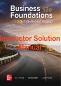 Instructor Solution Manual For Business Foundations A Changing World 13e O. C. Ferrell, Geoffrey Hirt and Linda Ferrell. Chapter 1-6. ISBN10: 1264067496 | ISBN13: 9781264067497