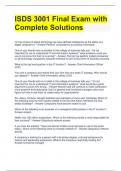 ISDS 3001 Final Exam with Complete Solutions 