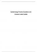 Epidemiology Practice Questions and Answers Latest Update