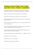  PENNSYLVANIA PERMIT TEST EXAM 2024 WITH 100% CORRECT ANSWERS