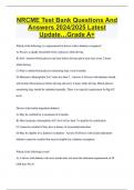 NRCME Test Bank Questions And  Answers 2024/2025 Latest  Update…Grade A+