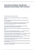 Food Service Worker Test Review &lpar;Quizzes & Ans&rpar; Rated 100&percnt; Correct&excl;&excl;