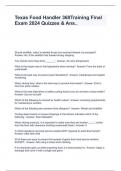 Texas Food Handler 360Training Final Exam 2024 Quizzes & Ans&period;&period;