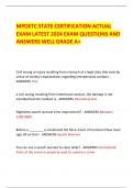 MPOETC STATE CERTIFICATION ACTUAL EXAM LATEST 2024 EXAM QUESTIONS AND ANSWERS WELL GRADE A&plus; 