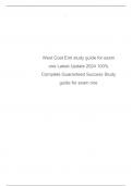 West Coat Emt study guide for exam one Latest Update 2024 100% Complete Guaranteed Success