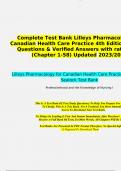 TEST BANK For Lilley's Pharmacology for Canadian Health Care Practice 4th Edition by Kara Sealock, Cydnee Seneviratne ,Verified Chapters 1 - 58