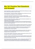 Bio 101 Practice Test Questions and Answers