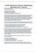 ATI RN Final Exam Women's Health Drugs Questions and A+ Answers