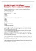 Bio 245 Klesath NCSU Exam 1 Endocrine Hormones &vert;Latest 2024&sol;25
