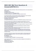 ISDS 3001 Mid Term Questions & Answers(RATED A+)
