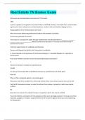 Real Estate TN Broker Exam Questions and answers latest update 