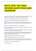 NVCC RAD 105 FINAL REVIEW QUESTIONS AND ANSWERS