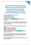 WGU D077 Concepts In Marketing, Sales And Customer Contact Exam 2024 Latest Version OA Exam Questions and Correct Detailed Answers with Rationale| A+ Grade
