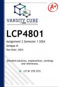 LCP4801 Assignment 2 (DETAILED ANSWERS) Semester 1 2024 - DISTINCTION GUARANTEED 