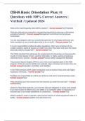 OSHA Basic Orientation Plus&vert; 51 Questions with 100&percnt; Correct Answers &vert; Verified &vert; Updated 2024